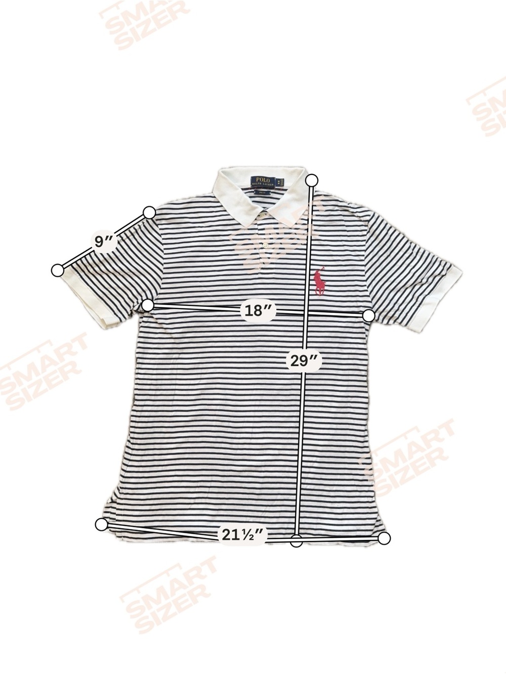 Polo Ralph Lauren Women’s Navy Striped Pro Fit Polo Shirt Big Red Pony - White M - Picture 7 of 7